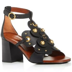 See By Chloe Black Studded Heeled Sandals